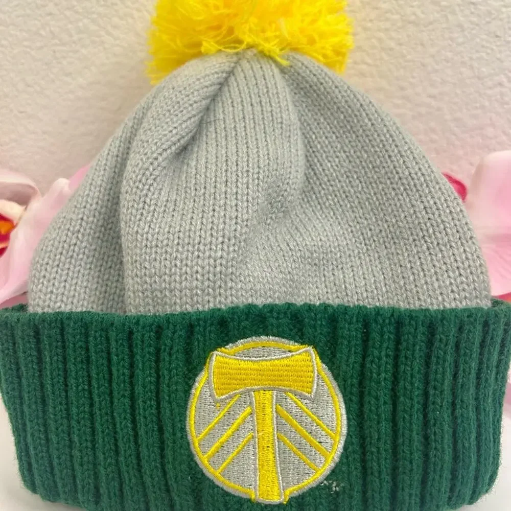 Adidas Kids Portland Timbers Beanie MLS Knit Hat Pom Winter